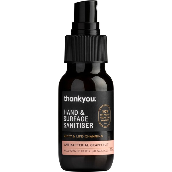 Thankyou. Sanitiser Hand & Surface Antibacterial Grapefruit 50mL
