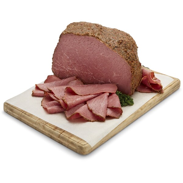 Woolworths Smoked Beef Pastrami Sliced From The Deli per 100g