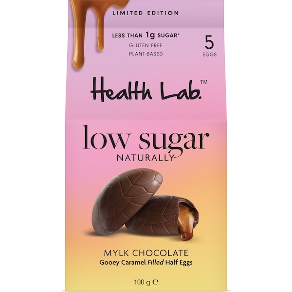 Health Lab Low Sugar Mylk Chocolate Gooey Caramel Filled Half Eggs 100g