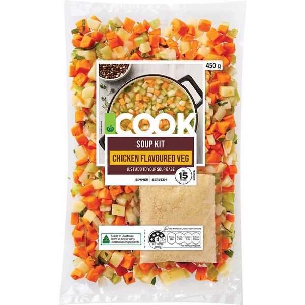 Woolworths COOK Soup Kit Chicken Flavoured Veg 450g