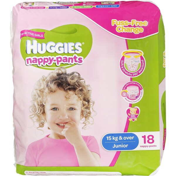Huggies Nappy Pants Junior Girl 18pk Convenience