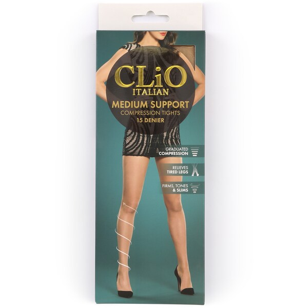 Clio Italian Medium Leg Support Pantyhose 15d Natural Xtall Each
