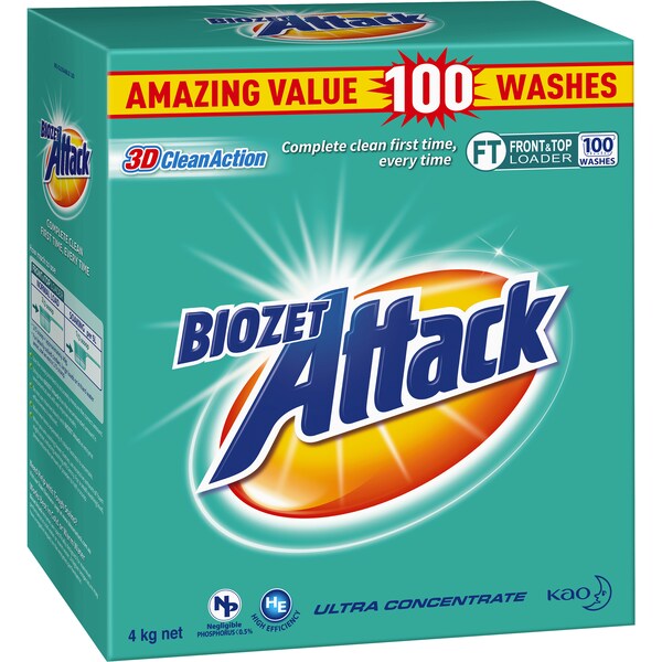 Biozet Attack Attack Front & Top Loader Laundry Powder 4Kg