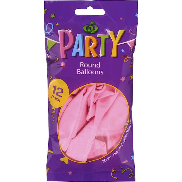 Woolworths Balloons Round Pink 12 pack