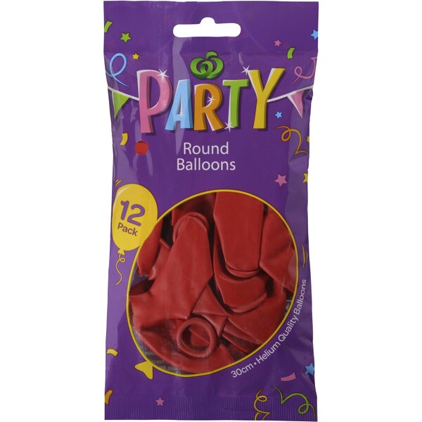 Woolworths Balloons Round Red 12 Pack