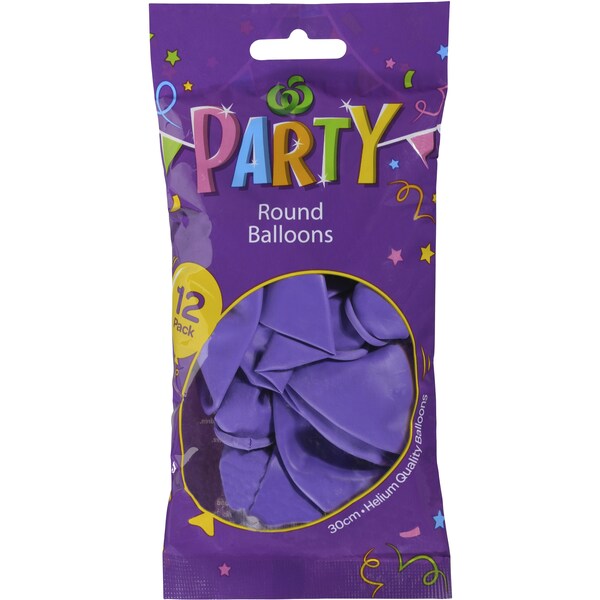 Woolworths Balloons Round Purple 12 pack
