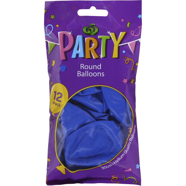Woolworths Balloons Round Blue 12 pack