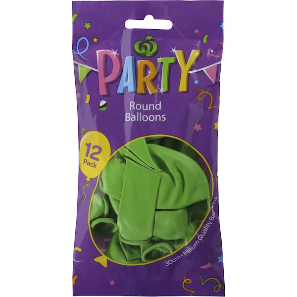 Woolworths Balloons Round Green 12 pack