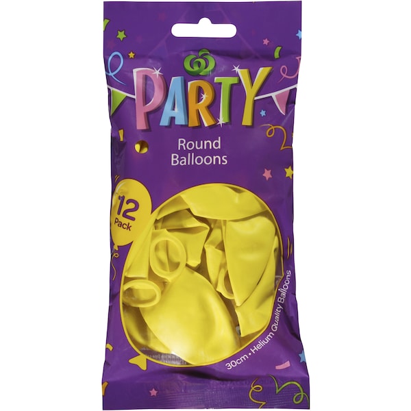 Woolworths Balloons Round Yellow 12 pack