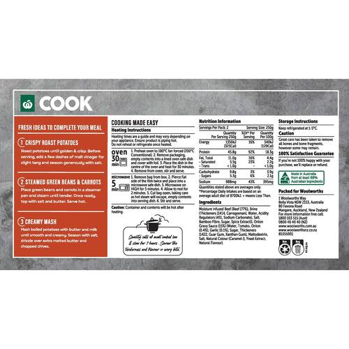 Woolworths Cook Roast Beef With Onion & Garlic Gravy 500g bunch