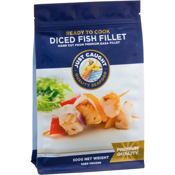 Just Caught Diced Fish Fillet Premium Basa Fillet 500g