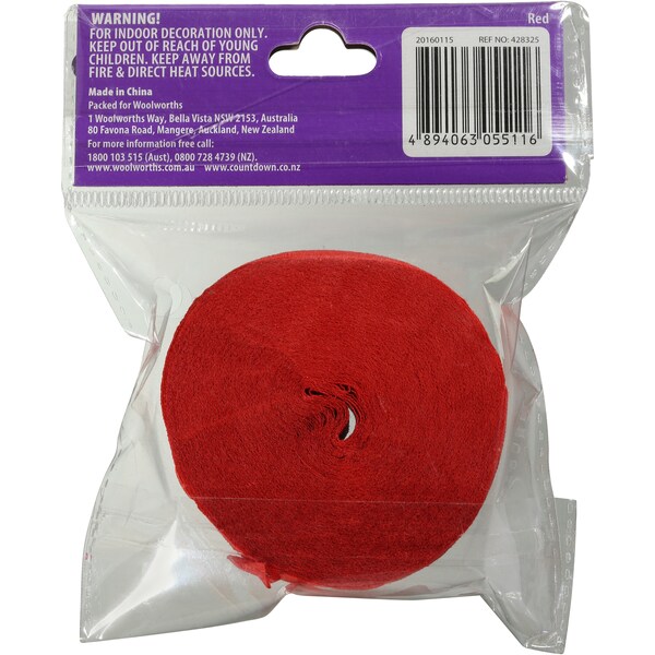 Woolworths Streamer Red Each