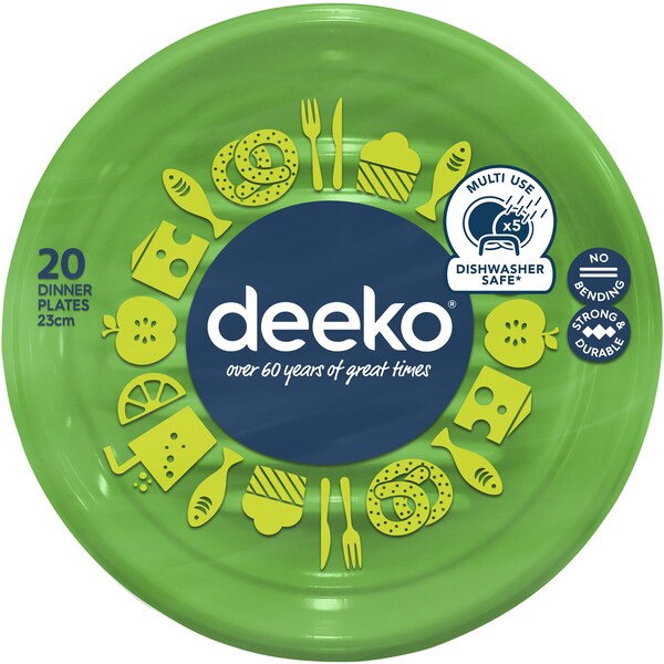 Deeko Dinner Plates Plastic 20 Pack