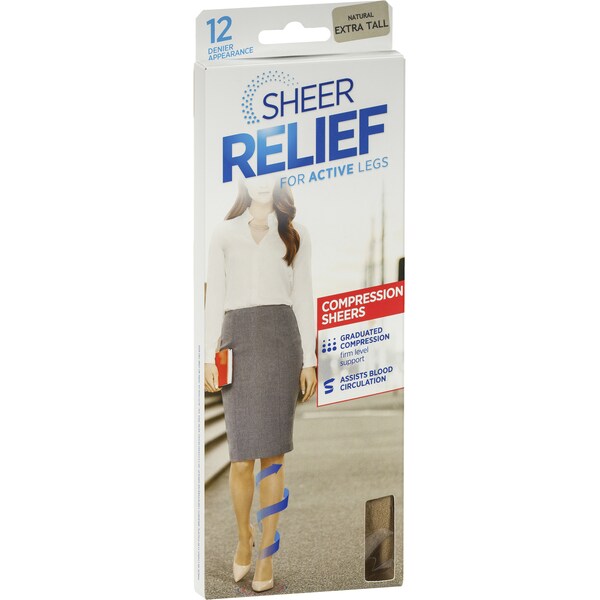 Sheer Relief Firm Compress Tights 12d Natural Tall Each