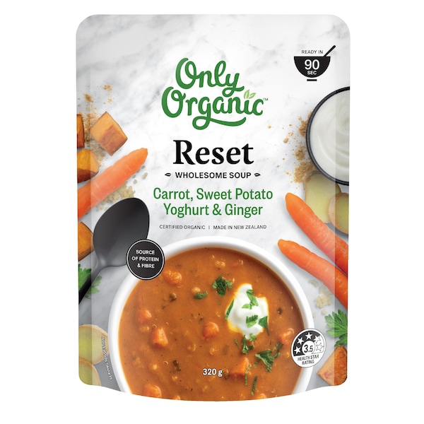 Only Organic Reset Wholesome Soup Carrot Sweet Potato Yoghurt & Ginger 320g
