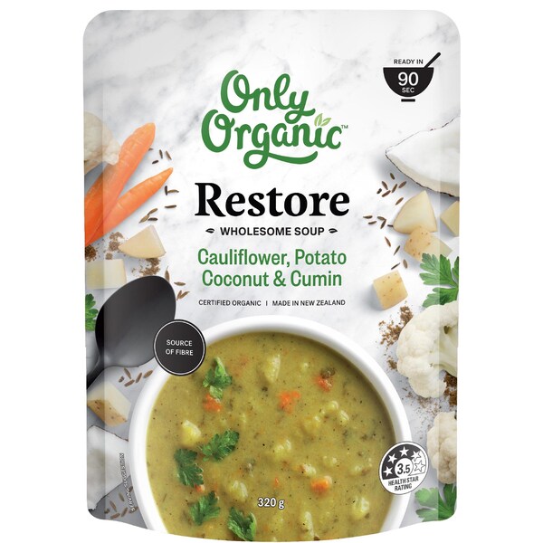 Only Organic Restore Wholesome Soup Cauli Potato Coconut & Cumin 320g