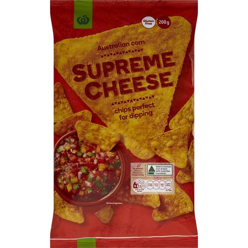 Woolworths Corn Chips Supreme 200g bunch