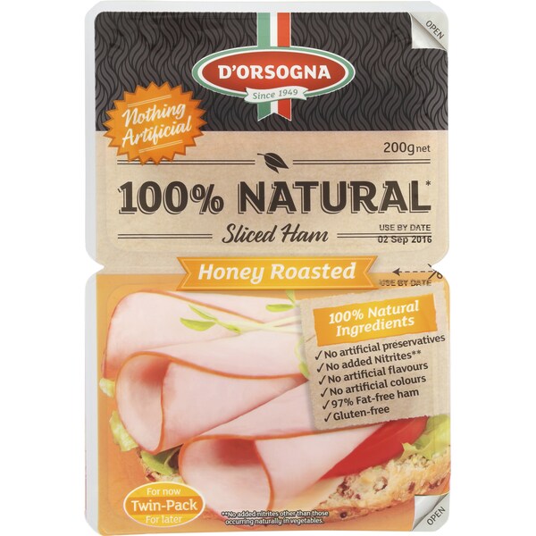 D'Orsogna  Sliced Ham Honey Roasted Roasted Leg Ham 200g