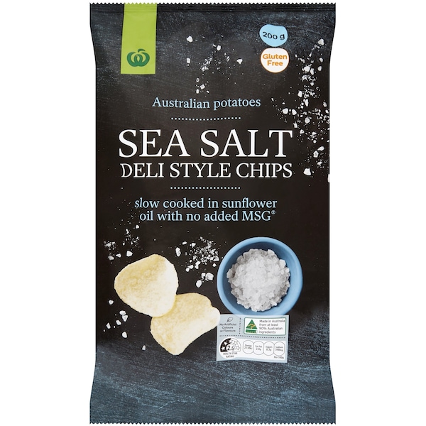 Woolworths Deli Style Chips Sea Salt 200g