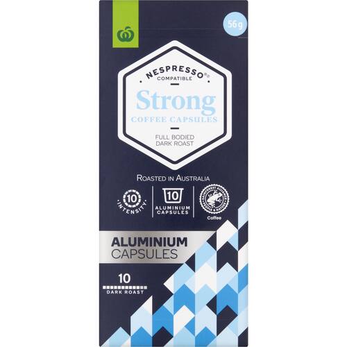 Woolworths Nespresso Compatible Coffee Capsules Strong 10 Pack bunch