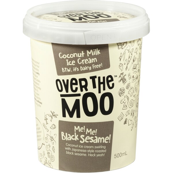 Over The Moo Dairy Free Ice Cream Me! Me! Black Sesame! 500mL
