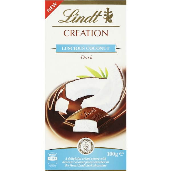 Lindt Creation Dark Chocolate Luscious Coconut 100g Block