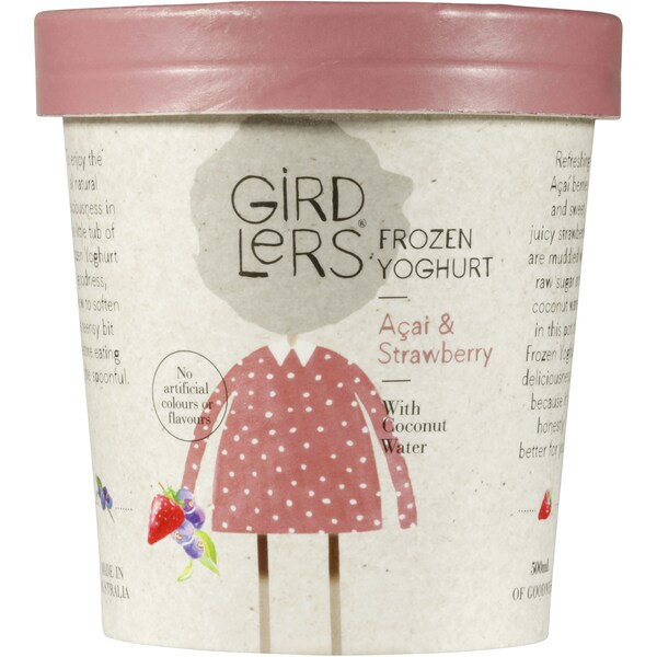 Girdlers Frozen Yoghurt Strawberry Acai 500ml Tub