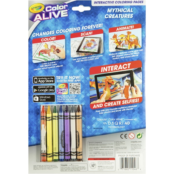 Crayola Colour Alive Mythical Creatures Colouring Book Each