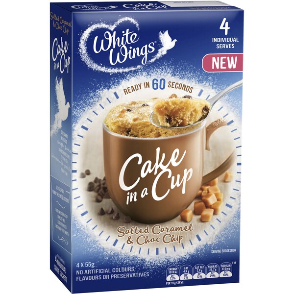White Wings Cake In a Cup Salted Caramel & Choc Chip 220g