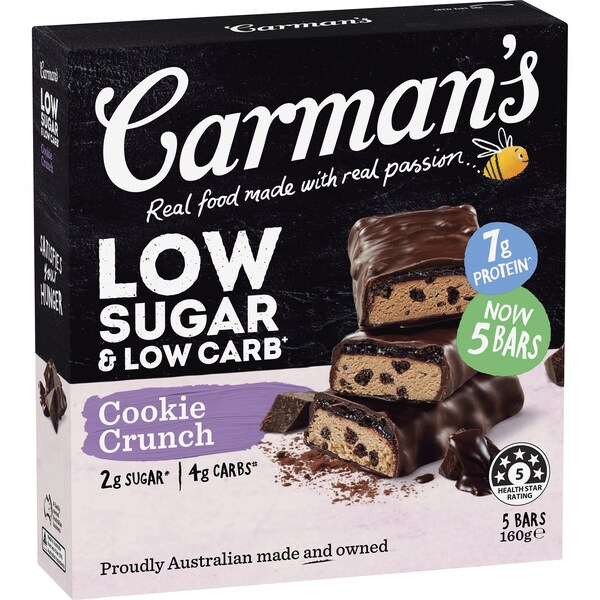 Carman's Low Sugar Low Carb Bar Cookie Crunch 160g