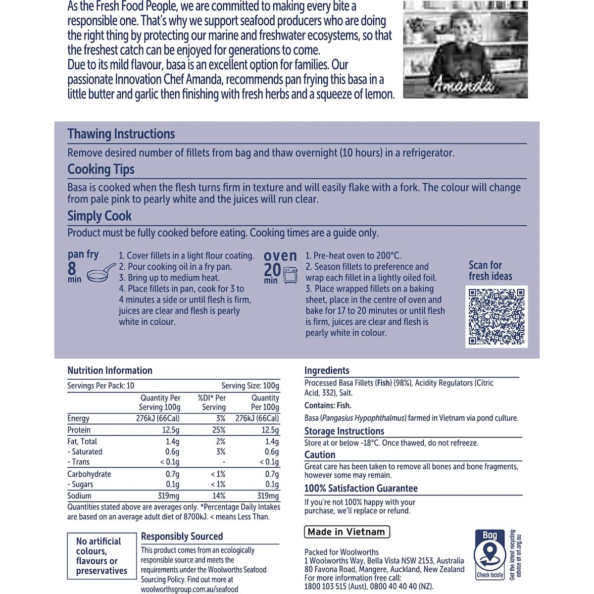 Woolworths Frozen Basa Fillets 1kg bunch