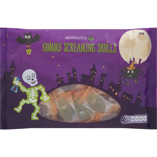 Woolworths Halloween Gummy Screaming Skulls 350g