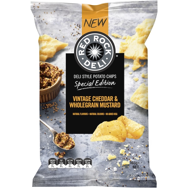 Red Rock Deli Potato Chips Cheddar Cheese & Mustard 165g