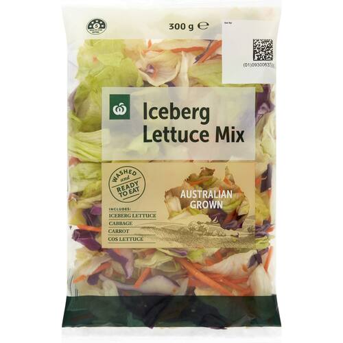 Woolworths Mixed Leaf Iceberg Lettuce Blend 300g bunch