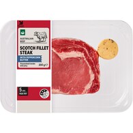 Woolworths Beef Scotch Fillet Steak With Peppercorn Butter