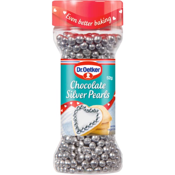 Dr. Oetker Premium Decorations Silver Chocolate Pearls 52g
