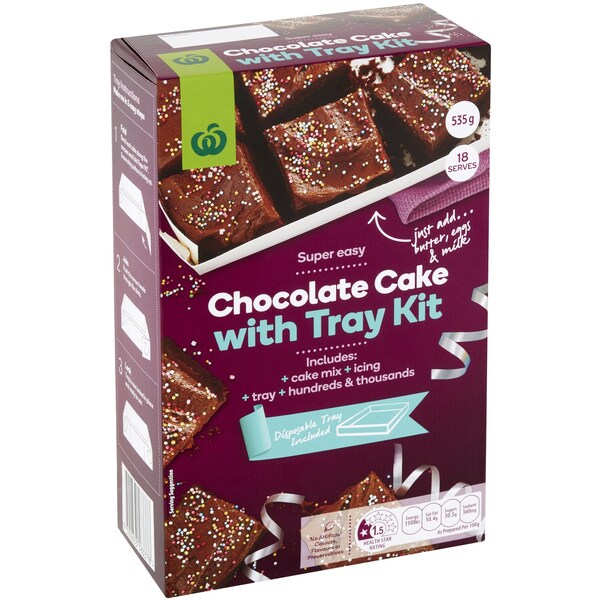 Woolworths Chocolate Cake With Tray Baking Kit 535g