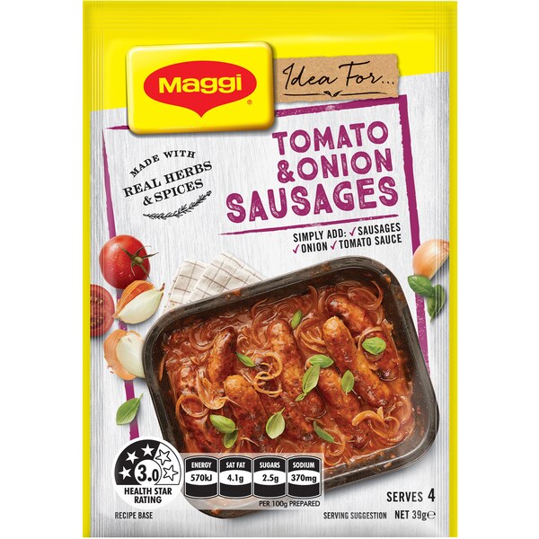 Maggi Tomato & Onion Sausages Recipe Base 39g