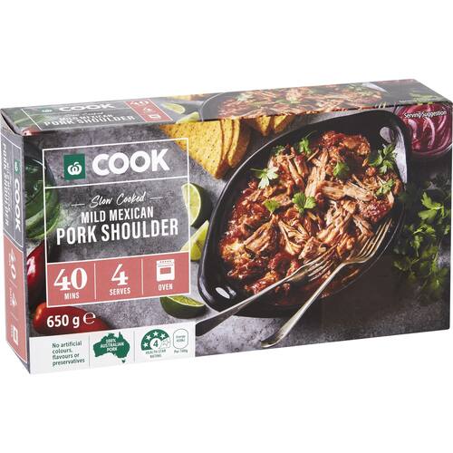 Woolworths COOK Slow Cooked Mild Mexican Pork Shoulder 650g bunch