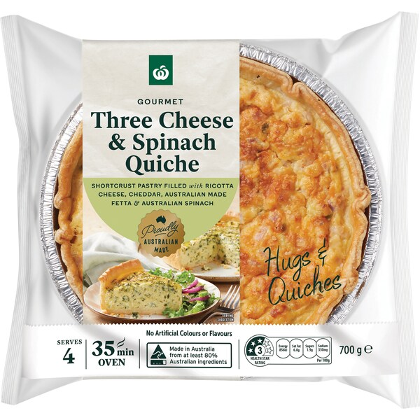 Woolworths Three Cheese & Spinach Quiche 700g