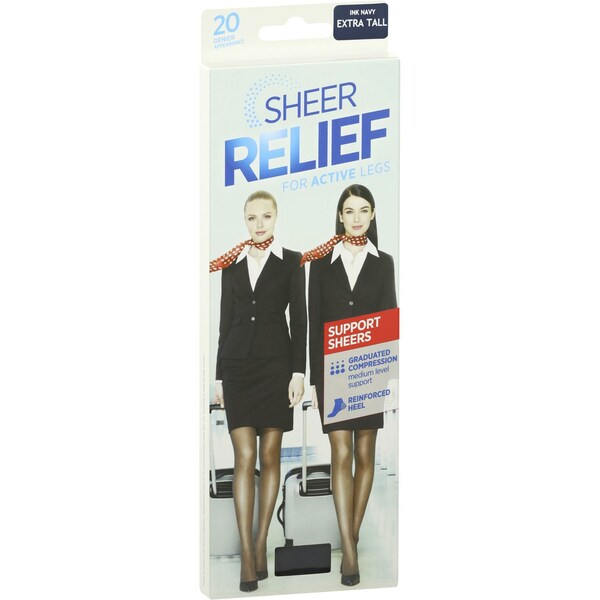 Razzamatazz Sheer Relief Pantyhose Control Support Tan Extra Tall Each