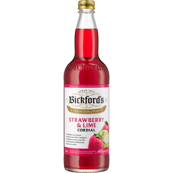 Bickford's Strawberry Lime Crush Cordial 750mL