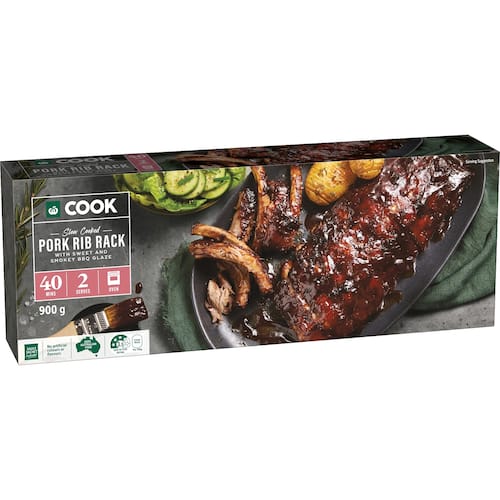 Woolworths COOK Slow Cooked Pork Rib Rack With Sweet & Smokey BBQ Glaze ...