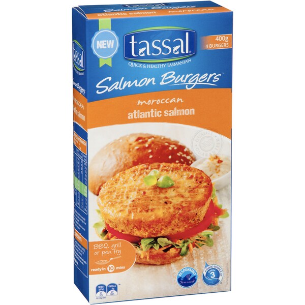 Tassal Salmon Morrocan Burger 4pk
