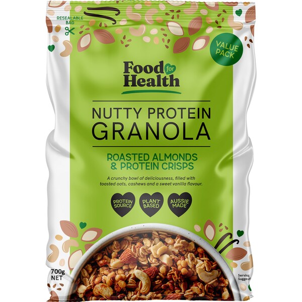 Food For Health Nutty Protein Granola Roasted Almonds & Protein Crisps 700g