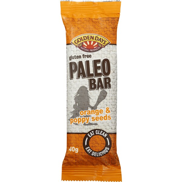 Golden Days Paleo Bar Orange & Poppy Seed 40g