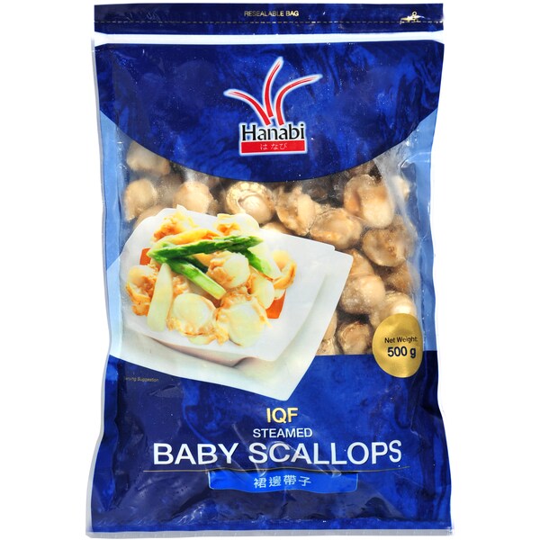 Hanabi Iqf Steamed Baby Scallops Scallops 500g