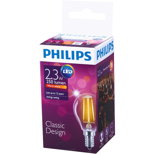 Philips Light Globe Led Filament 250lm Round e14 Each