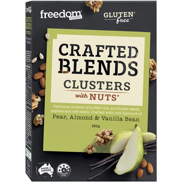 Freedom Foods Crafted Blends Clusters Pear Almond & Vanilla Gluten Free 350g