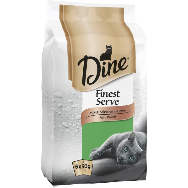 Dine Finest Serve Mixed Selection In Gravy Mini Pouch 6 Pack